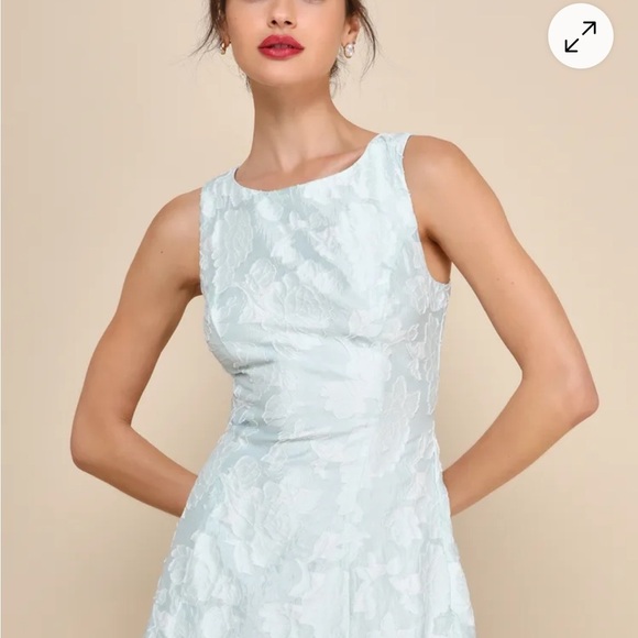 Lulu's Exquisite Moments light blue jacquard Sheath Mini Dress - Picture 2 of 14